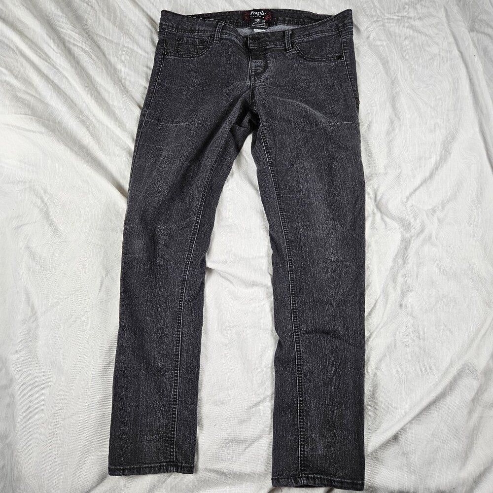 Womens Fragile 1X Stretch Jeans Slim Straight Plus Women's Black Gray Charcoal